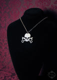 Skull and Crossed Skeleton Key Necklace in stainless steel