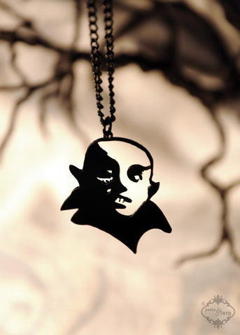 Nosferatu inspired Vampire Necklace in black stainless steel
