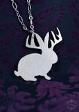 Jackalope Silhouette Necklace in silver stainless steel