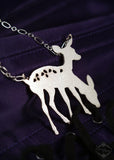 Conjoined Twin Two Headed Deer Silhouette Necklace in stainless steel