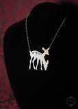 Conjoined Twin Two Headed Deer Silhouette Necklace in stainless steel