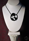 Louise Brooks Tribute Necklace in black stainless steel