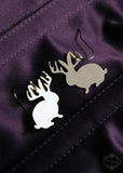 Jackalope Bunny with Antlers Earrings in silver stainless steel