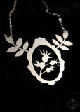 Leaf Victorian Frame Statement Necklace in stainless steel
