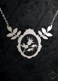 Leaf Victorian Frame Statement Necklace in stainless steel
