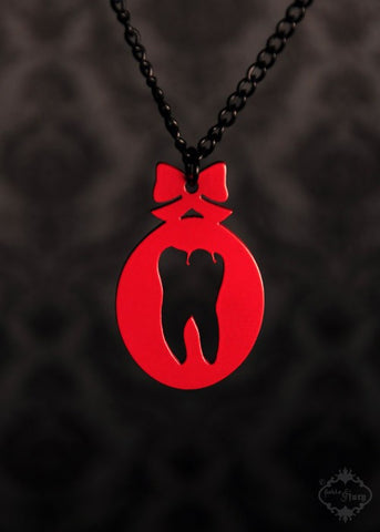 Red Sweet Tooth Necklace in stainless steel