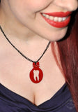 Red Sweet Tooth Necklace in stainless steel