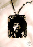 Jimi Hendrix Tribute Necklace in black stainless steel