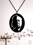 Alfred Hitchcock Tribute Necklace in black stainless steel