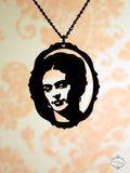 Frida Kahlo homage Necklace in black stainless steel