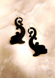 Dolphin Silhouette Nautical earrings in black stainless steel