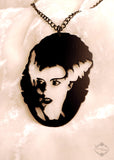 Bride of Frankenstein inspired Necklace in black stainless steel