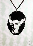 Bride of Frankenstein inspired Necklace in black stainless steel