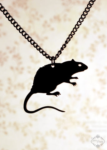 Rat necklace in black stainless steel