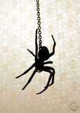 Lifelike Spider lariat style necklace in black stainless steel